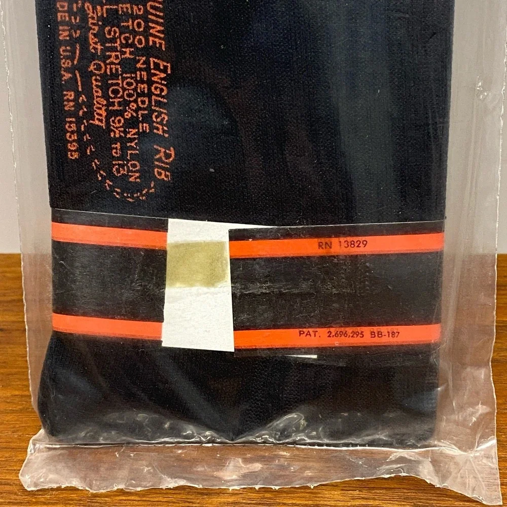 NOS Catawba Hosiery Stretch Socks Black One Pair 100% Nylon 9.5 to 13 USA Sealed